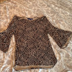 Cheetah Print Bell Sleeve Top